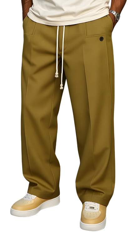 Pantalones con cordón ajustable de estilo urbano y cómodo