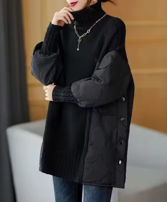 Melisa - Abrigo invierno de algodón holgada y gruesa con cuello alto para mujer