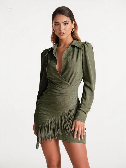 Mini Vestido Oliva Envolvente