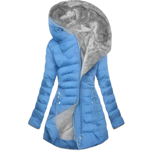 Chaqueta de plumas elegante con capucha extragrande