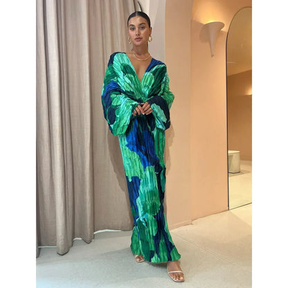 VESTIDO VICTORIA™ PLISADO EN TONOS AZULES